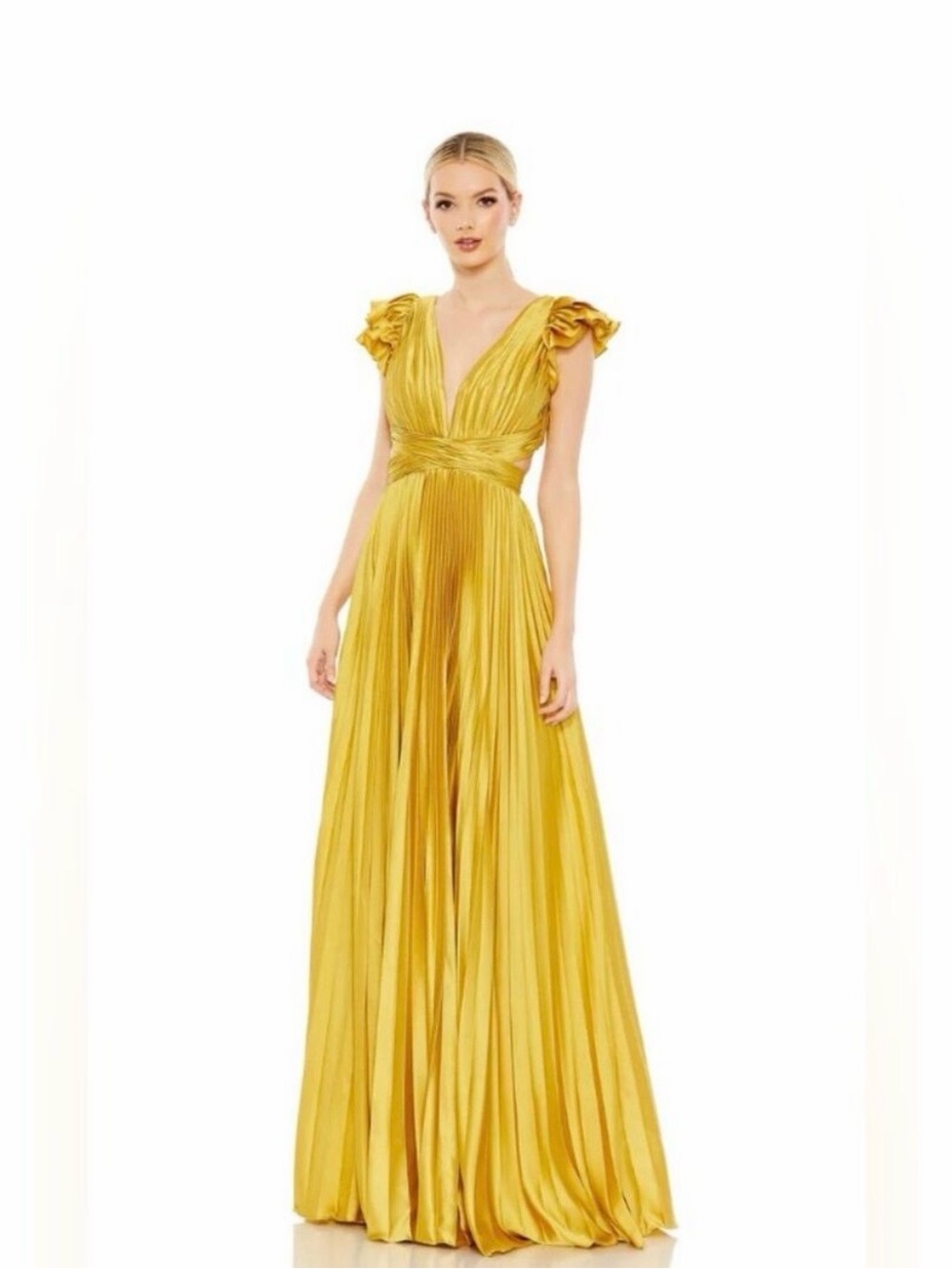 Elegant Gold Backless Evening Gown